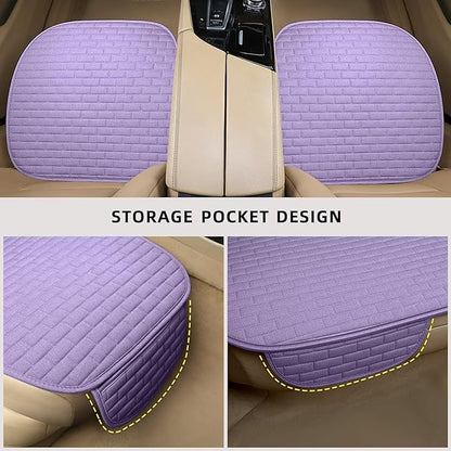 Little Purple Back Seat Cover, Car Back Seat Cover for Cars Truck SUV, Rear Seat Covers with Storage Pocket, Linen Bottom Backseat Cover for Most Vehicles(Little Purple-Back Seat)