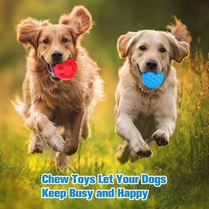 2 Pack Indestructible Dog Toy Balls for Aggressive Chewers, Interactive 3.15”Squeaky Dog Balls and 3.54”Treat Dispensing Ball to Keep Them Busy, Chew Toys for Large Dogs, Enrichment Toy