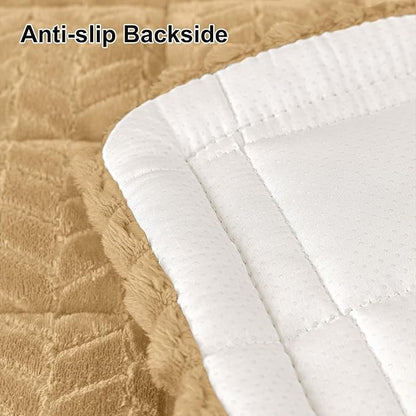 Smiry Non Slip Couch Covers for Dogs, Fuzzy Pet Couch Covers for 2 Cushion Sofa Pet Friendly, Soft Sofa Loveseat Slipcovers Cushion Furniture Protector Washable (Camel, 27.6" x 47")