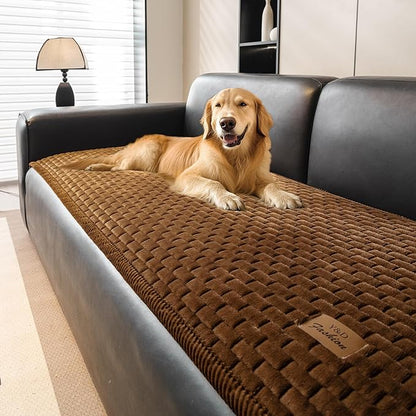 Couch Covers for Dogs Washable, Velvet Dog Couch Cover Protector, Fuzzy Plush Pet Sofa Cover for Loveseat, Sofa Covers for Pets(1,Dark Brown,27.6"x59.1", 2 Seater Sofa Pad Cover)