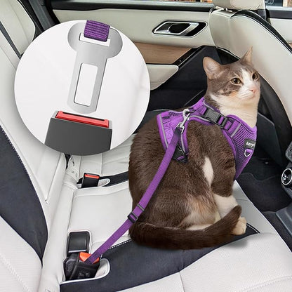 Cat Harness and Leash for Walking, The Upgrade Can be Adjusted in Four Directions and Breathable Cat Harness for Anti Escape that can be Fitted and Positioned, Reflective Strips Harness, Purple, XS