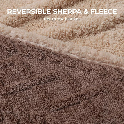 Luciphia Waterproof Pet Blanket, Liquid Pee Proof Dog Blankets for Sofa Bed Couch, Reversible Sherpa Fleece Furniture Protector Cover for Small Medium Large Dogs Cats,Khaki X-Large（85" x 57"）
