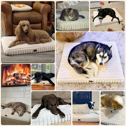 Orthopedic Dog Bed for Extra Large Dog, Waterproof Pet Bed for Crate,Non-Slip Bottom and Egg-Crate Foam with Removable Washable Cover Crate Bed,Grey,41"x27"x4"