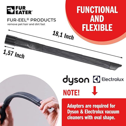 FUR-EEL Vacuum Crevice Tool, Extra Long 18.1 in Flexible Attachment, Fits Round Hoses 1 1/4 and 1 3/8 in (32 and 35 mm), for Car Detailing, Car Seats, Sofas