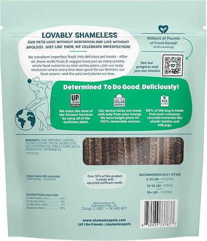 Shameless Pets Chicken & Mint Dental Chews for Dogs, 32 Chews - Natural Dog Teeth Cleaning Treats with Fresh Breath Benefits | Grain-Free Dental Sticks for Small, Medium & Large Dogs