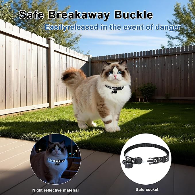 2026 Compact AirTag Cat Collar Set – Lightweight Design Reduces Pet Burden(0.1oz) | Adjustable Size (7–13in) for Cats, Anti-Lost Tracker Compatible with iPhone 'Find My' App,48mAh+ 1 Spare Batteries
