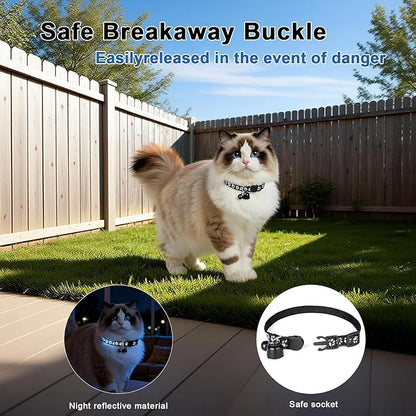 2026 Compact AirTag Cat Collar Set – Lightweight Design Reduces Pet Burden(0.1oz) | Adjustable Size (7–13in) for Cats, Anti-Lost Tracker Compatible with iPhone 'Find My' App,48mAh+ 1 Spare Batteries