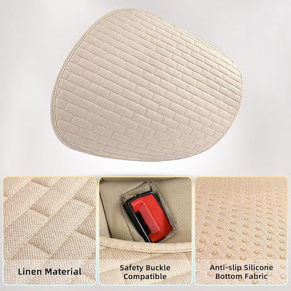 Car Seat Covers Front Seats,2 Pack Seat Covers for Cars Truck SUV,Front Seat Covers with Storage Pocket,Bottom Auto Seat Cushion Pad Mat for Most Vehicles-Beige,Front 2 Pcs