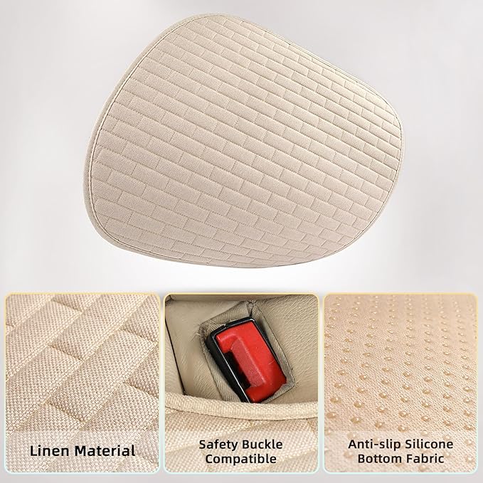 Beige Back Seat Cover, Rear Car Seat Cover for Cars Truck SUV,Seat Covers with Storage Pocket,Bottom Auto Seat Cushion Pad Mat for Most Vehicles-Beige,1 Pcs