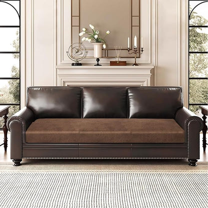ANARACHON Leather Look Couch Cushion Covers Sofa Seat Slipcovers Sets Couches Furniture Protector for Sectional Armchair Loveseat Pets Kids Stretch Spandex Fabric (1 Cushion Sofa, Brown)