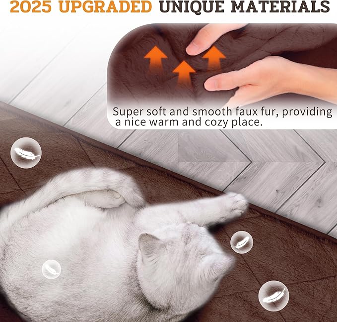 NWK Fluffy Self Warming Cat Mat, Cat Blanket, Thermal Dog Mat, Washable, Non-Slip Bottom for Sofa & Crate & Kennel & Car Seat (Coffee Brown, Medium (28'' X 19'' X 0.4''))