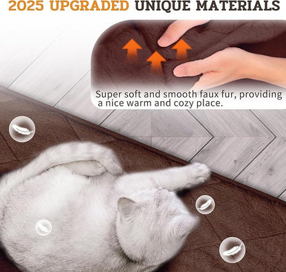 NWK Fluffy Self Warming Cat Mat, Cat Blanket, Thermal Dog Mat, Washable, Non-Slip Bottom for Sofa & Crate & Kennel & Car Seat (Coffee Brown, Medium (28'' X 19'' X 0.4''))