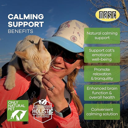 Only Natural Pet Calming Hemp Soft Chews - Relaxation Composure Sedative Tranquilizer Treats for Cat Stress Reduction w/Soothing Botanicals Supports Sleep Aid Quiet Travel Chill Vet Visit - 60 Count