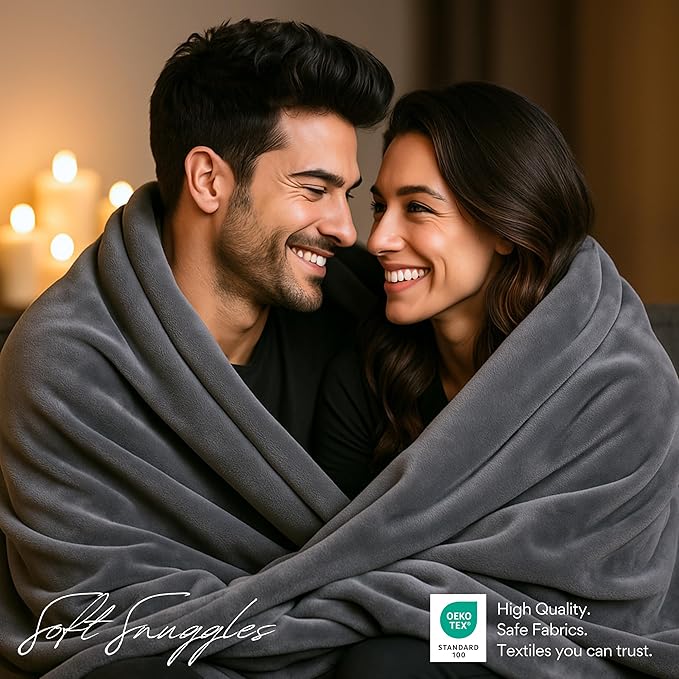 Waterproof Blanket King Size, Gray, 82x82"- Water Proof and Stain Resistant Blankets for Bed, Couch, Couples Fleece Moisture Absorbent, Layered Sheet Protector, Leakproof Protective Top Cover Throws