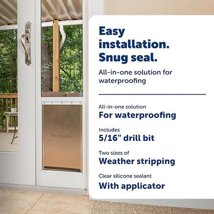 PetSafe Pet Door Installation Kit - Improves Energy Efficiency & Weather Resistance - Includes Clear Silicone Sealant - Drill Bit - Dual Size Weatherstripping