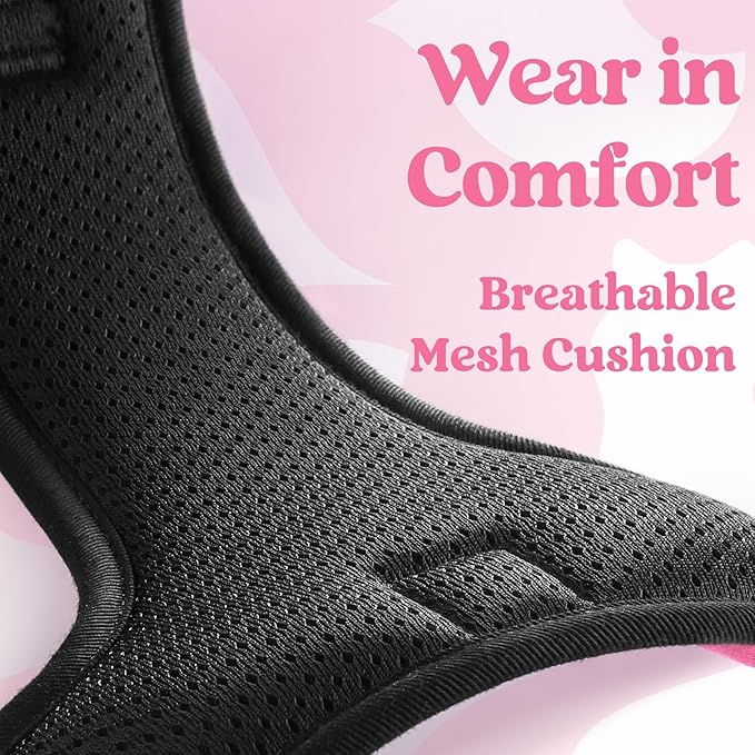 rabbitgoo Dog Harness for Large, No Pull Pet Harness with 3 Buckles, Adjustable Soft Padded Vest with Control Handle, Walking Reflective Pet Vest for Large Dogs, Rose Pink, L