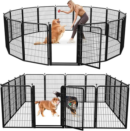 Dog Playpen Outdoor, 40 inch 16 Panels Dog Fence with Extra Wide Gate No-Tripped Pet Playpen Rustproof Dog Pen Indoor Puppy Playpen for Temporary Containment Portable Pet Fence for RV Camping