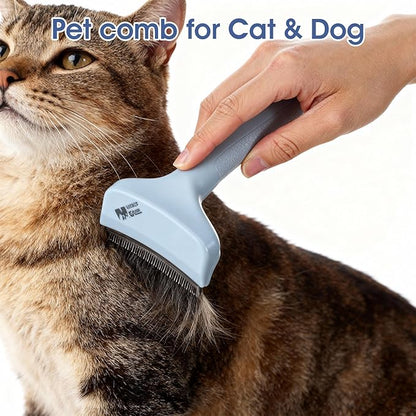 Molain Pet Deshedding Comb,V-Tooth Dog Cat Grooming Brush with Curved Blade Gentle Shedding Tool with Ergonomic Non-Slip Handle for All Coat Types