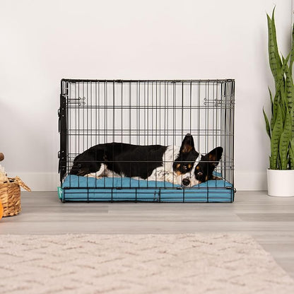 Furhaven Orthopedic Dog Bed – Puffy Quilted Foam Mattress with Removable Washable Cover, Soft & Supportive for Kennels & Crates - Medium, Lagoon