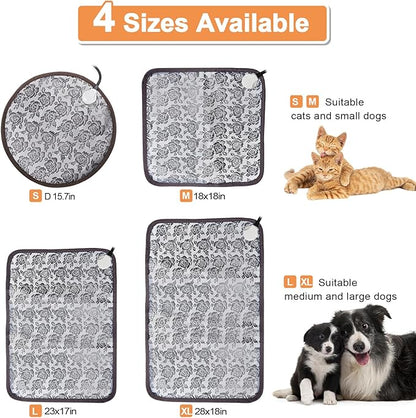 Heated Dog Bed, 28x18in, Rose, Adjustable, Waterproof, Chew Resistant Steel Cord, Dogs & Cats, Dog Bed
