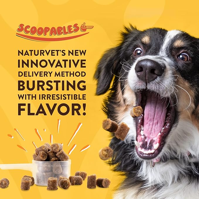 NaturVet Scoopables Emotional Support for Dogs - Daily Calming Aid Promotes 24/7 Normal, Calm Behavior - Hickory Smoked Bacon Flavored | 11oz Bag