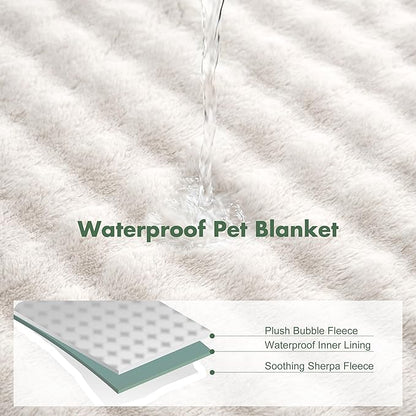 Soft Cozy Waterproof Dog Blanket for Large Dogs - Room Decor Pet Throw Blanket for Couch Bed Protector, Washable Dog Blankets for Indoors & Outdoors, Cream, 50"x60"