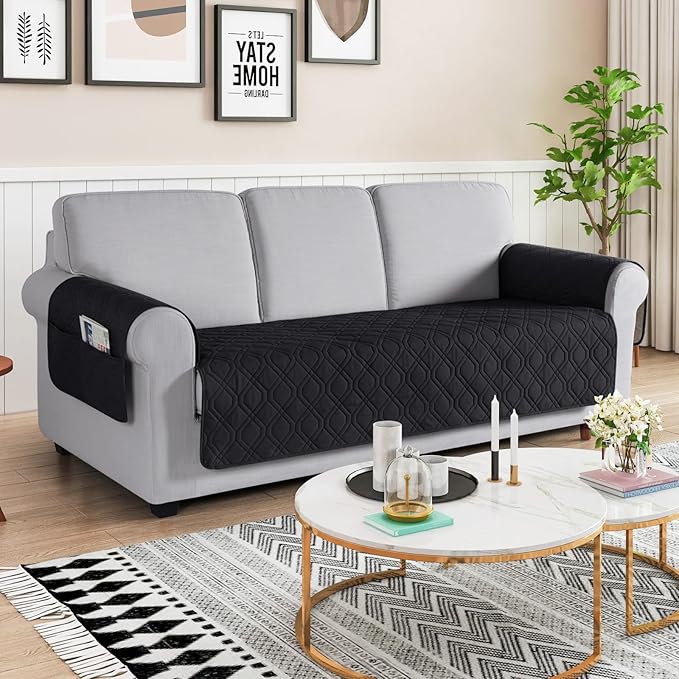 VANSOFY Couch Cover, Waterproof Sofa Covers Washable Slipcover Furniture Protector Couch Seat Covers Non-Slip Couch Cover for Dogs, Pets(Sofa Plus, Black)