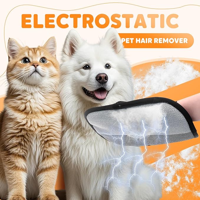 Pet Hair Remover Gloves, Electrostatic Removal Gloves for Pet Hair, Cat & Dog Hair Removal Tool for Furniture Couch