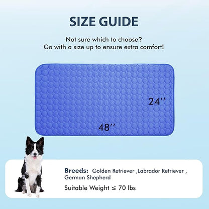 MICROCOSMOS Summer Cooling Mat & Sleeping Pad- Water Absorption Top, Materials Safe, Easy Carry, EZ Clean. Keep Cooling for Pets, Kids and Adults.(Navy Blue, 48" x24")