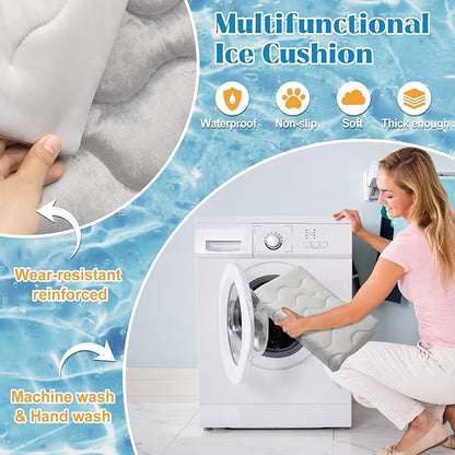 Dog Cooling Mat for Extra Large Dogs & Cats, Q-MAX>0.4 Breathable Cooling Crate Pad Indoor for Pet with Chill Cool Fiber, Portable Waterproof Washable Self-Cooling Pad in Outdoor Summer 36"×23"