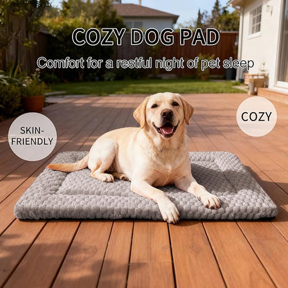 Dog Bed Mat - Dog Crate Pad - Reversible Mat for Pet Comfort - Soft Bed Crate Pads for All Seasons - Durable, Machine Washable Mat for Crates, Travel, and Home (Light Gray, 35" L*23" W*1.5" Th)