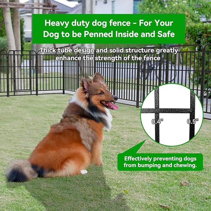 Kfvigoho Heavy Duty Dog Playpen: 24 Steel Panels 40" Height, Square Steel Pipe with Reinforced Crossbars, 54FT 227 Sq.ft Portable Fence for Yard RV Camping, Snowy Black