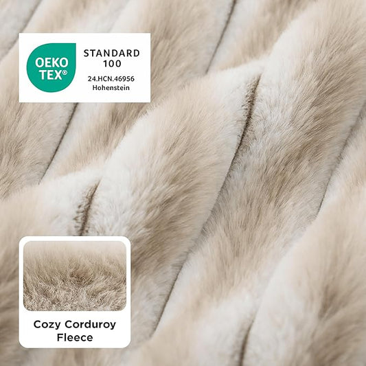 Bedsure ComfyFleece™ Cute Dog Bed Medium Size Dog - Washable Furry Puppy Beds, Rectangle Orthopedic Corduroy Fleece Pet Beds with Removable Zipper Cover, 30x24x8inches,Amphora