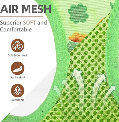 PUPTECK Dog Harness and Leash Set for Small Medium Dogs No Pull Step-in Soft Mesh Puppy Cat Vest Harnesses Reflective at Night, St. Patrick's Green, M