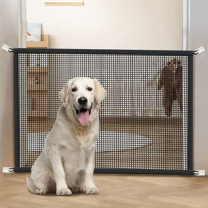 Dog Gate for Stairs Pet Gates for The House: Dogs Screen Mesh Gate for Doorways Stairways Indoor 29 inch Tall, 50 inch Wide Fits 44-47 inch Openings