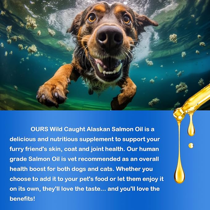 Alaskan Salmon Oil for Dogs 2Pcs, Omega 3 Fish Oil with Natural EPA+DHA Fatty Acids for Skin, Joints, Coat Health, Dog Skin and Coat Fish Oil Liquid Supplement, All Ages All Breeds 17.6fl.oz.(2 x 8.8)