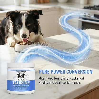 Doggy Supps Taurine, Doggy Supps Taurine Powder for Dogs, Unflavored, Easy-to-Mix Daily Supplement, Immune Support, Skin & Coat Health for Heart, Vision & Daily Wellness, 200 Grams (1)