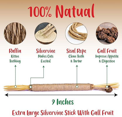 6 PCS Cat Chew Ropes & Silvervine Sticks, Cat Chew Toy Gale Fruit & Raffia for Stress and Anxiety Relief, Enrichment and Play, Kitten Teething Toys, Transfer Chewing from Wires to Cotton Rope