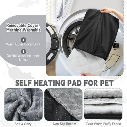 Drydiet 4 Pack Self Warming Cat Bed Mat Self Heating Pad for Dog Extra Warm Winter Pet Pad Washable Thermal Pads Mats for Pets Indoor Outdoor(Gray,16 x 20 Inch)