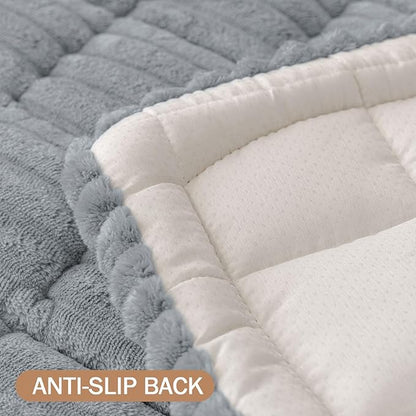 Smiry Couch Cover for Dogs Washable, Non Slip Fuzzy Pet Couch Covers for 3 Cushion Sofa Pet Friendly, Thick Soft Sofa Slipcovers Cushion Protector (Grey, 27.6" x 82.7")