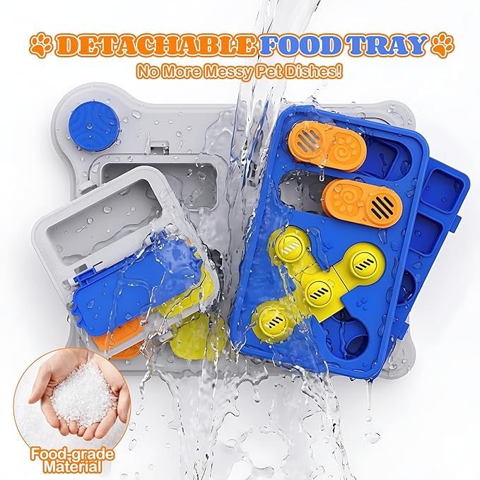 Dog Puzzle Toy Slow Feeder, Interactive Dog Toys for IQ Training & Mental Stimulation, ABS Easy Clean Detachable Tray Non-Slip Base, Enrichment Toys for Small Medium Dogs, Blue