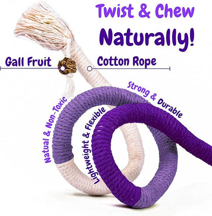 Cat Chew Rope - 3 Pack Cat Chew Ropes for Teeth Cleaning, Kitten Teething Toys with Stick to Transfer Chewing from Wires to Cotton String
