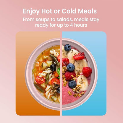 Bentgo Bowl - Insulated Leak-Resistant Bowl with Snack Compartment, Collapsible Utensils and Improved Easy-Grip Design for On-the-Go - Holds Soup, Rice, Cereal & More - BPA-Free, 21.2 oz (Blush)