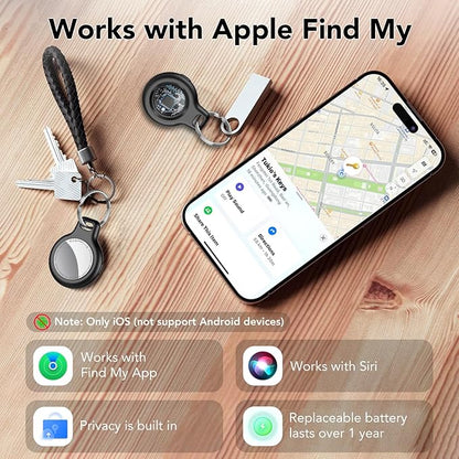 2026 New [Apple MFi Certified] (iOS Only) Tracker Tags-3 Pack, Bluetooth 5.3 GPS Tracker for Apple Find My, Replaceable Battery, 100dB Sounds, Key Finder and Item Locator for Car, Keys, Luggage, Black
