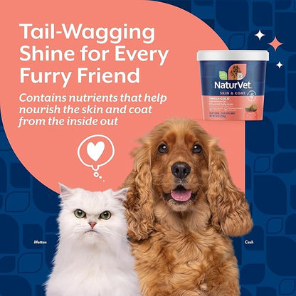 NaturVet – Omega-Gold Plus Salmon Oil | Supports Healthy Skin & Glossy Coat | Enhanced with DHA, EPA, Omega-3 & Omega-6 | for Dogs & Cats | 90 Soft Chews