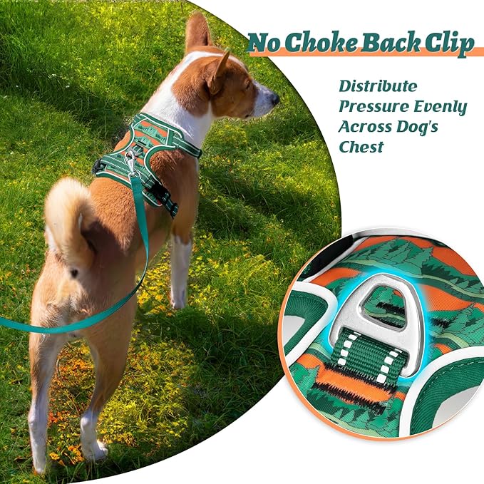 HEELE Dog Harness, No Pull Adjustable Padded Reflective Harness for Small Medium Large Dogs with Handle for Walking Training, Wilderness, M
