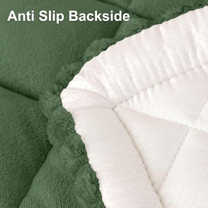 Smiry Fuzzy Couch Cover for Dogs, Non Slip Washable Pet Sofa Cover, Scratch Proof Hair Resistant Plush Sofa Slipcover, Pet Friendly Couch Cushion Protector for Cat, Green, 27.6" x 88"