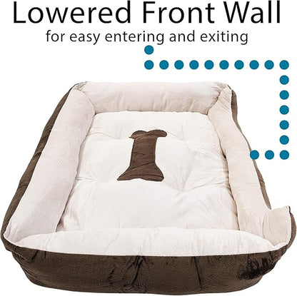 SciencePurchase Large 31" × 24" Luxury Pet Bed for Dogs or Cats - Super Soft, Machine Washable with Waterproof Non-Slip Underside, Low Wall for Easy Entering & Exiting, Folds for Travel & Storage