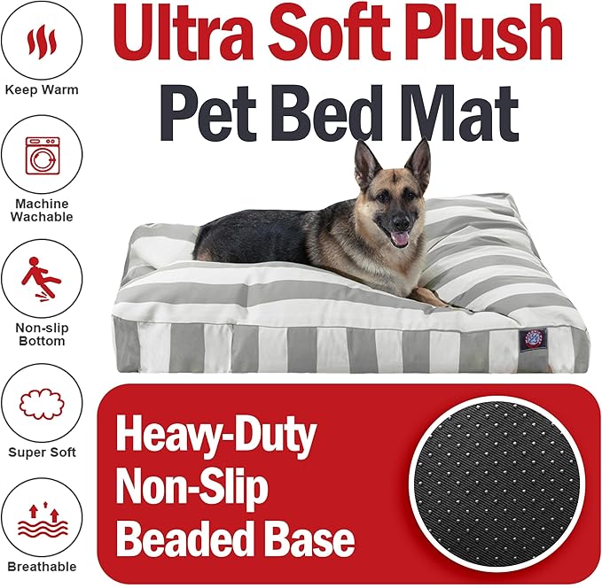 Majestic Pet Rectangle Large Dog Bed Washable – Non Slip Comfy Pet Bed – Dog crate Bed with Removable Washable Cover – Dog Kennel Bed for Sleeping - Dog bed X-Large Breed 50x42x5 Inch – Gray