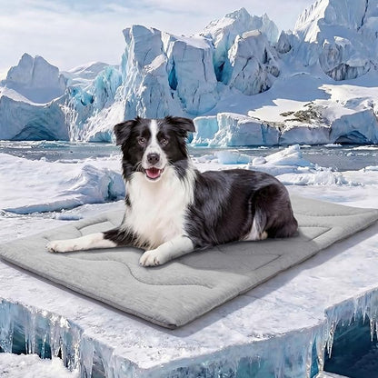 ASENKU Dog Cooling Mat, Portable & Durable Cooling Mat for Dogs, Summer Anti-Slip Breathable Cooling Bed for Medium-Large Dogs 35–60 lbs (Husky, Bulldog, Border Collie), 36x28 inches, Grey Wave